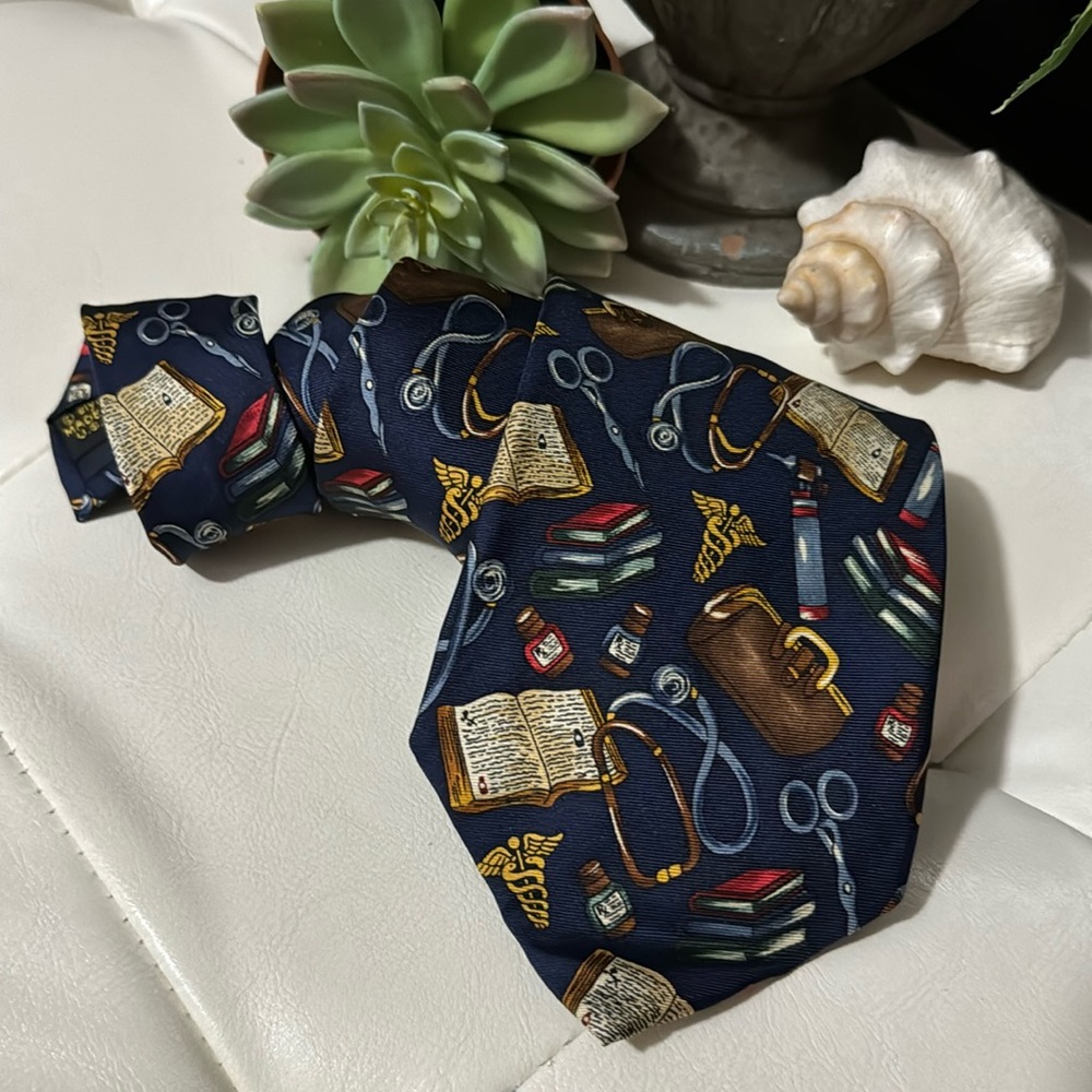 Vintage Men’s Tie-Dr Themed-EUC-Navy